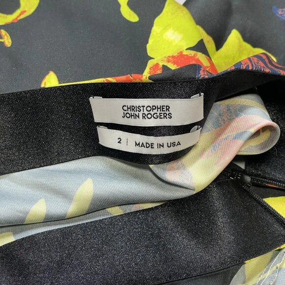 NEW CHRISTOPHER JOHN ROGERS Women’s Floral Satin Maxi Skirt Black Multi Size 2 - Picture 5 of 6